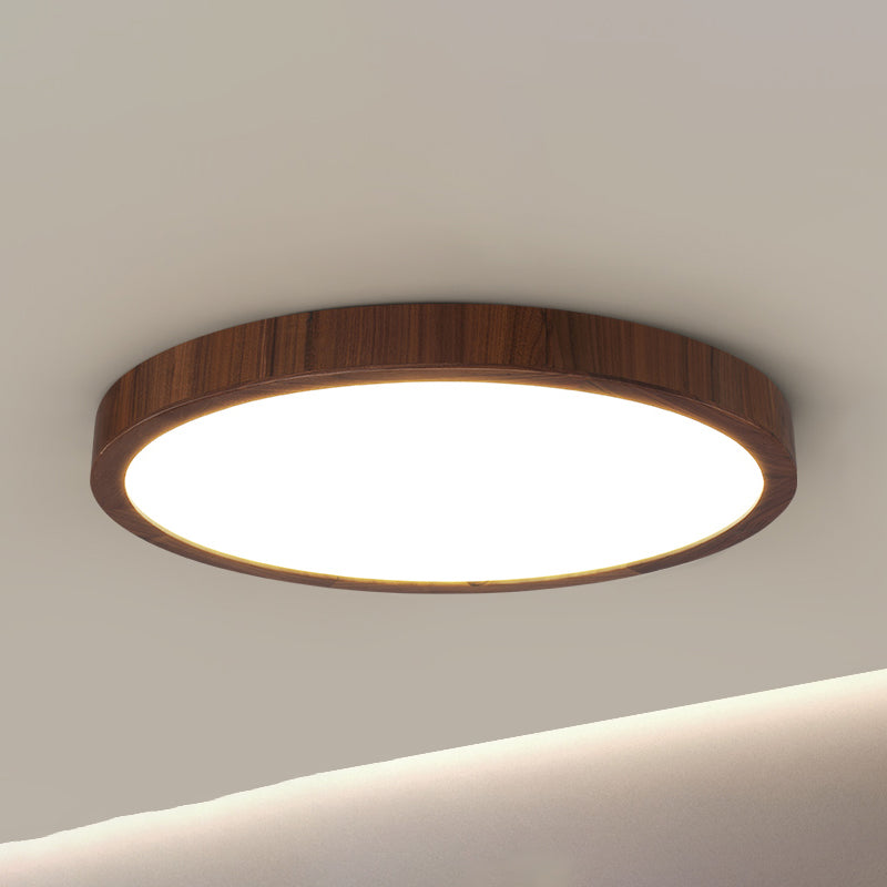 LED Wood Flush Mount Modern Geometric Shape Ceiling Light with Acrylic Shade for Bedroom