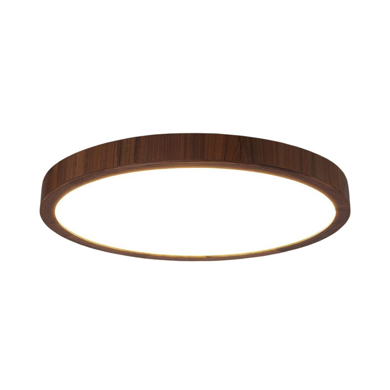 LED Wood Flush Mount Modern Geometric Shape Ceiling Light with Acrylic Shade for Bedroom