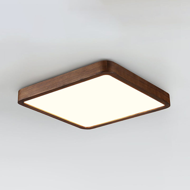 LED Wood Flush Mount Modern Geometric Shape Ceiling Light with Acrylic Shade for Bedroom