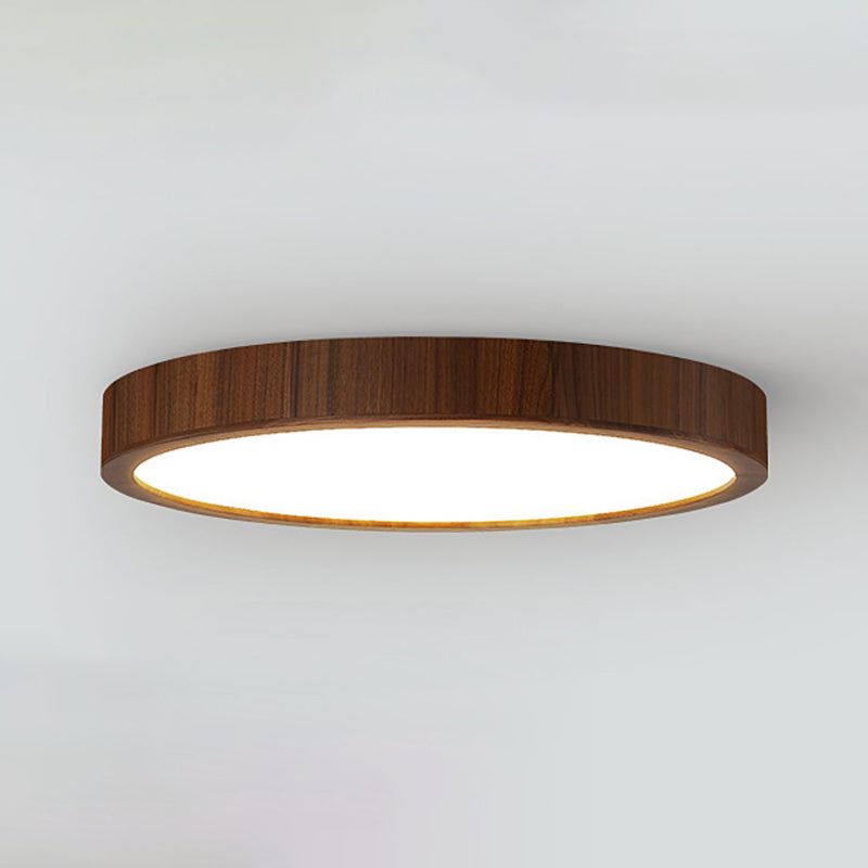 LED Wood Flush Mount Modern Geometric Shape Ceiling Light with Acrylic Shade for Bedroom