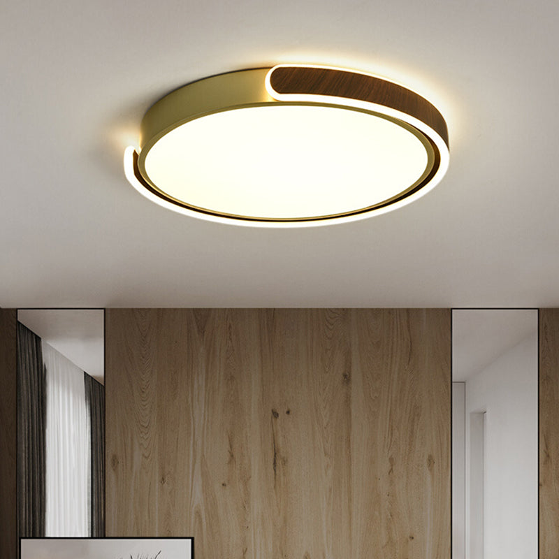 Brown Modern Metal Flush Mount Circle Shape Ceiling Light with Acrylic Shade for Passage