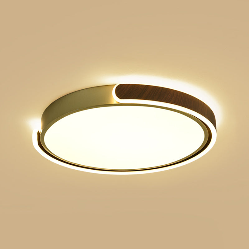 Brown Modern Metal Flush Mount Circle Shape Ceiling Light with Acrylic Shade for Passage