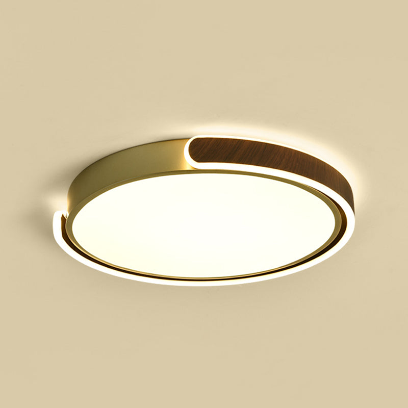 Brown Modern Metal Flush Mount Circle Shape Ceiling Light with Acrylic Shade for Passage