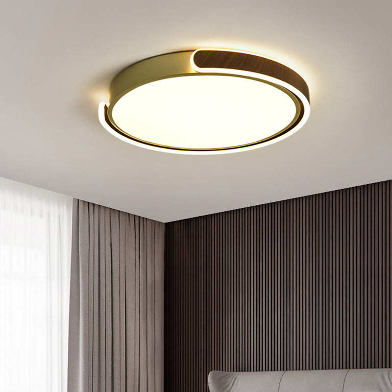 Brown Modern Metal Flush Mount Circle Shape Ceiling Light with Acrylic Shade for Passage