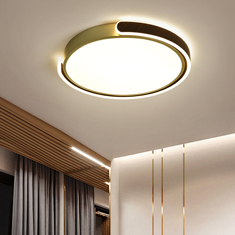 Brown Modern Metal Flush Mount Circle Shape Ceiling Light with Acrylic Shade for Passage