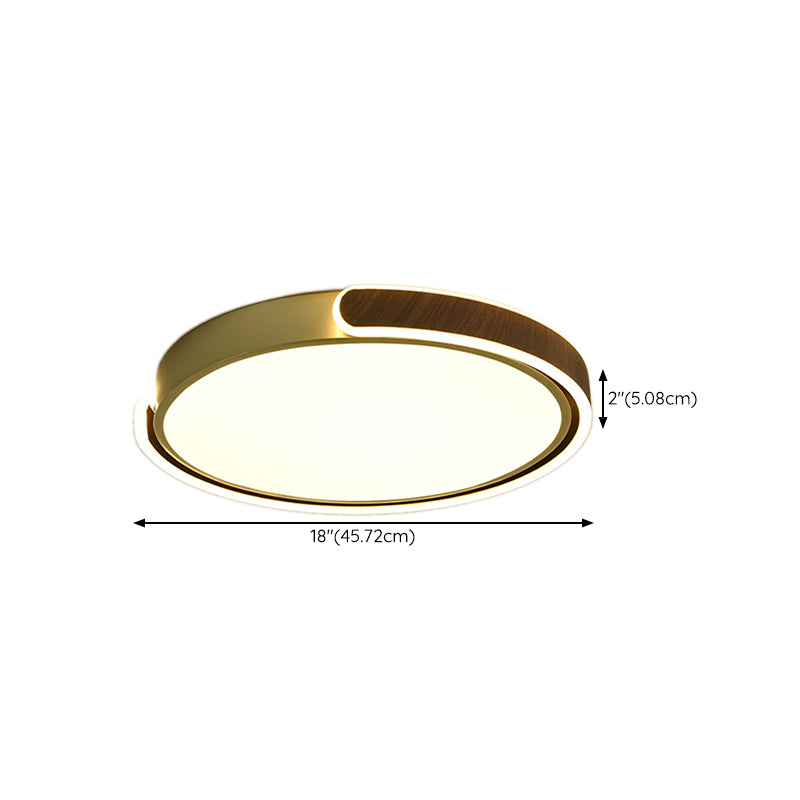 Brown Modern Metal Flush Mount Circle Shape Ceiling Light with Acrylic Shade for Passage