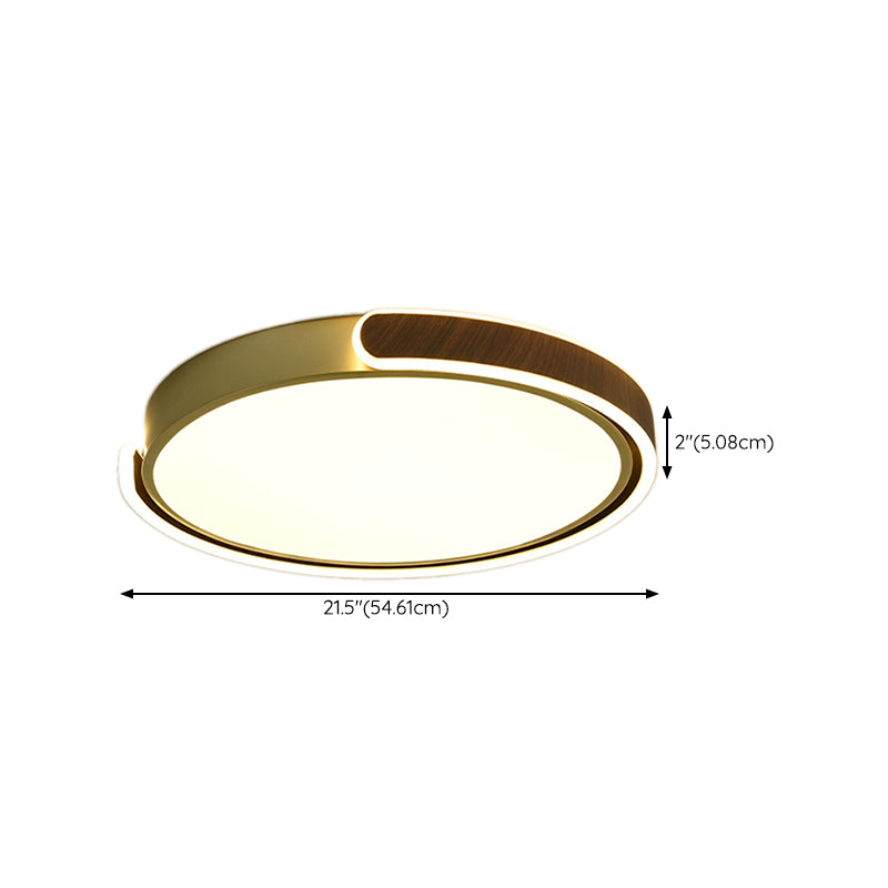 Brown Modern Metal Flush Mount Circle Shape Ceiling Light with Acrylic Shade for Passage