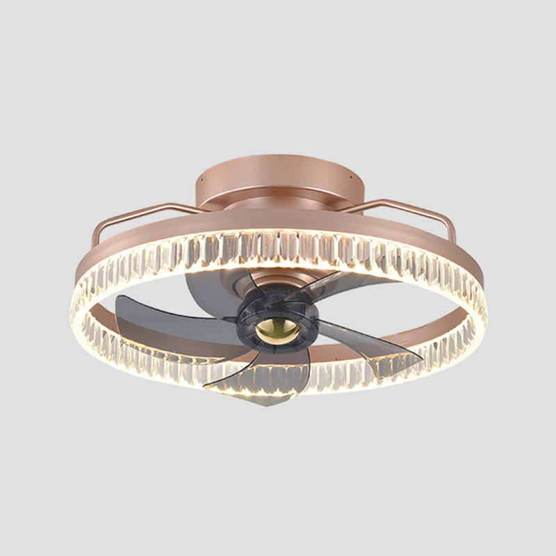 Round Shape Metal Ceiling Fans Modern Style 1-Light Ceiling Mount Fan Fixture