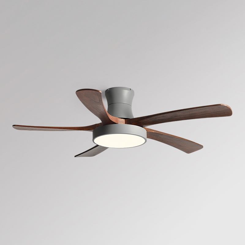 Nordic LED Ceiling Fan 5-Blade Fan Lighting with Wood for Living Room