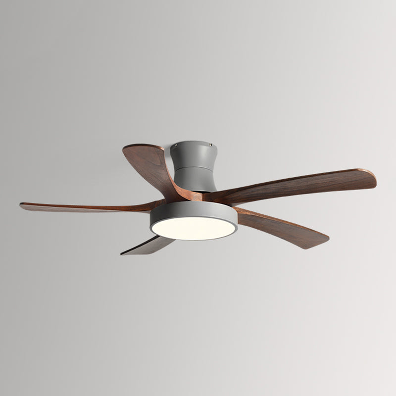 Nordic LED Ceiling Fan 5-Blade Fan Lighting with Wood for Living Room