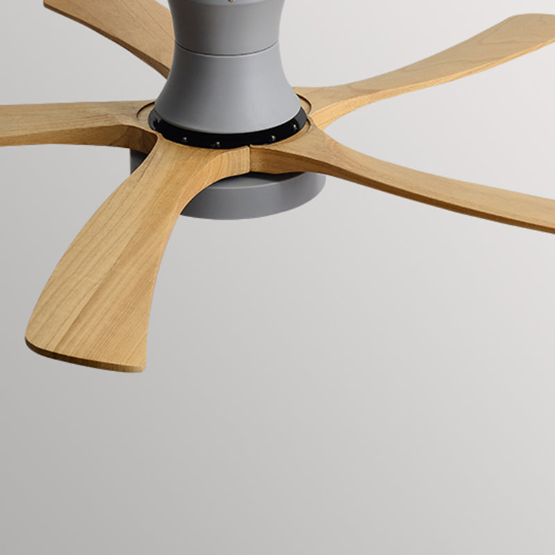 Nordic LED Ceiling Fan 5-Blade Fan Lighting with Wood for Living Room