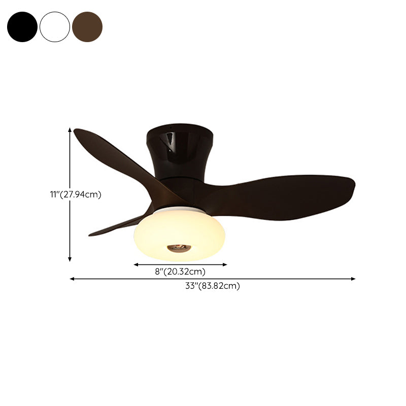 Simple LED Ceiling Fan Fixture 3 - Blades Contemporary Fan Light in Black / White / Brown