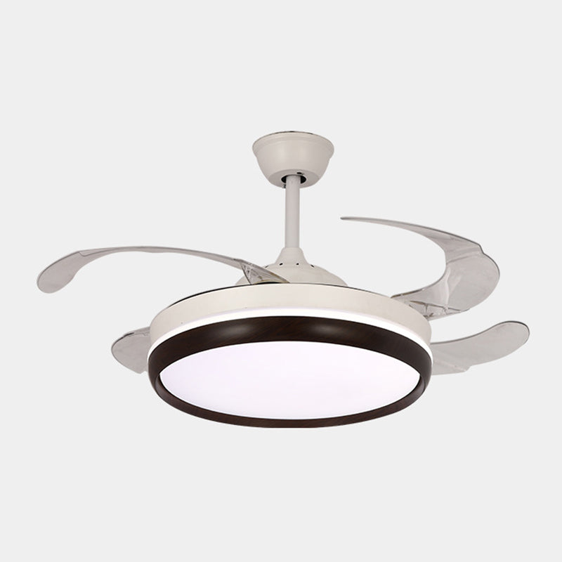 Iron and Acrylic LED Ceiling Fan Fixture Contemporary Drum Fan Lighting in White