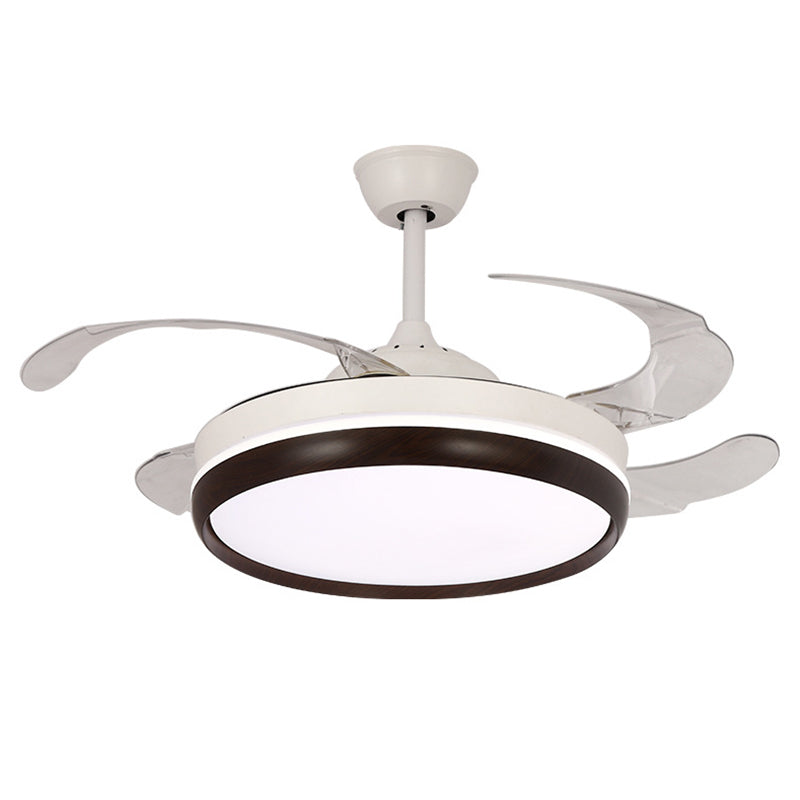 Iron and Acrylic LED Ceiling Fan Fixture Contemporary Drum Fan Lighting in White