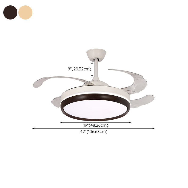 Iron and Acrylic LED Ceiling Fan Fixture Contemporary Drum Fan Lighting in White