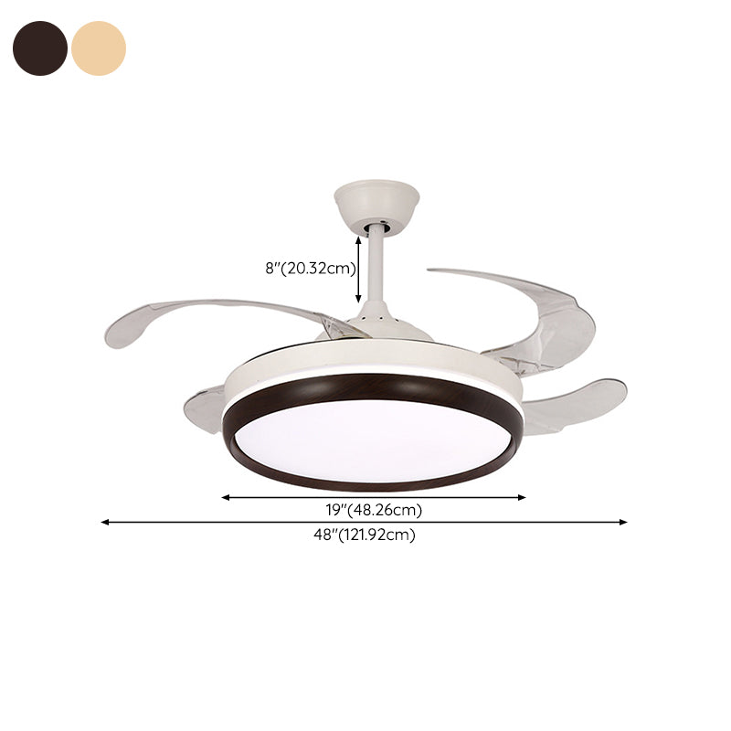 Iron and Acrylic LED Ceiling Fan Fixture Contemporary Drum Fan Lighting in White