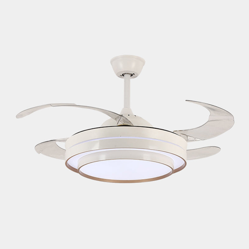 LED Contemporary Fan Lighting Fixture in Black / White Fan Ceiling with Retractable Blades