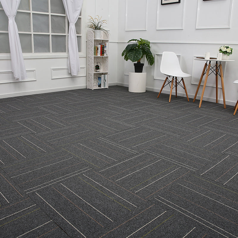 Stripe Print Carpet Floor Tile Level Loop Non-Skid Loose Lay Office Room Carpet Tile