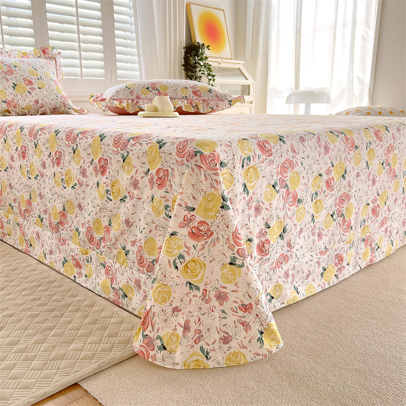 Floral Printed Bed Sheet Set Modern Elegant Sheet for Bedroom