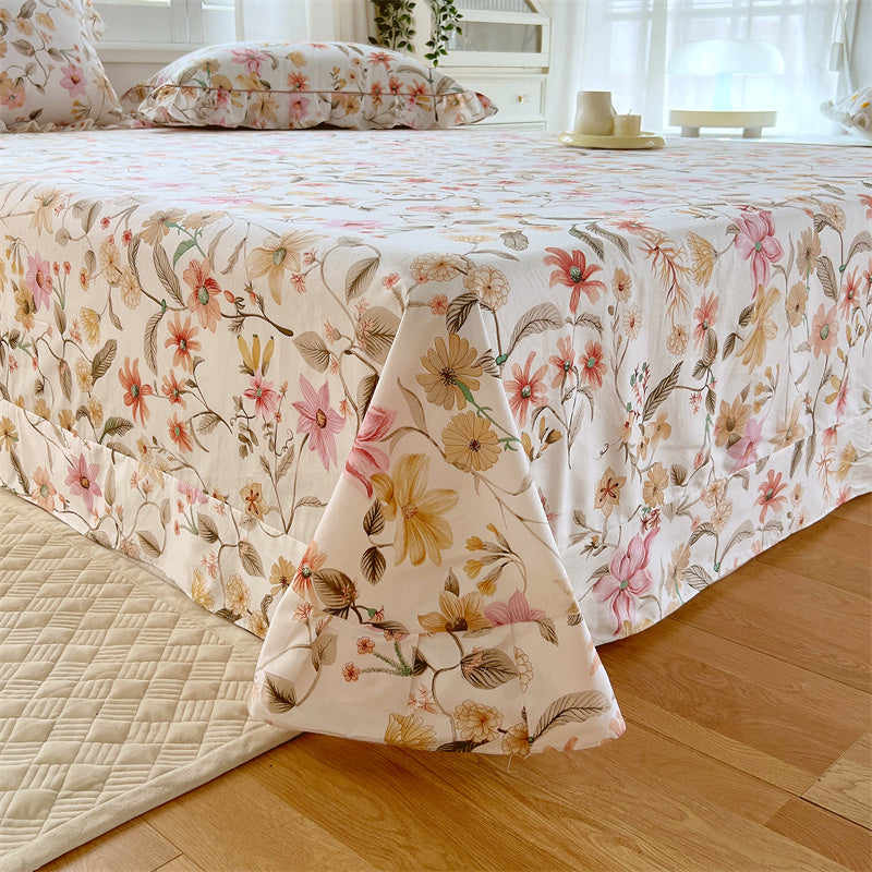 Floral Printed Bed Sheet Set Modern Elegant Sheet for Bedroom