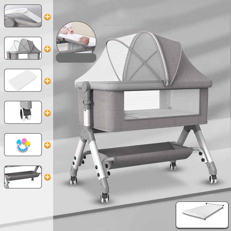 Color Matching Plastic Nursery Crib Rectangle Modern Crib with Casters