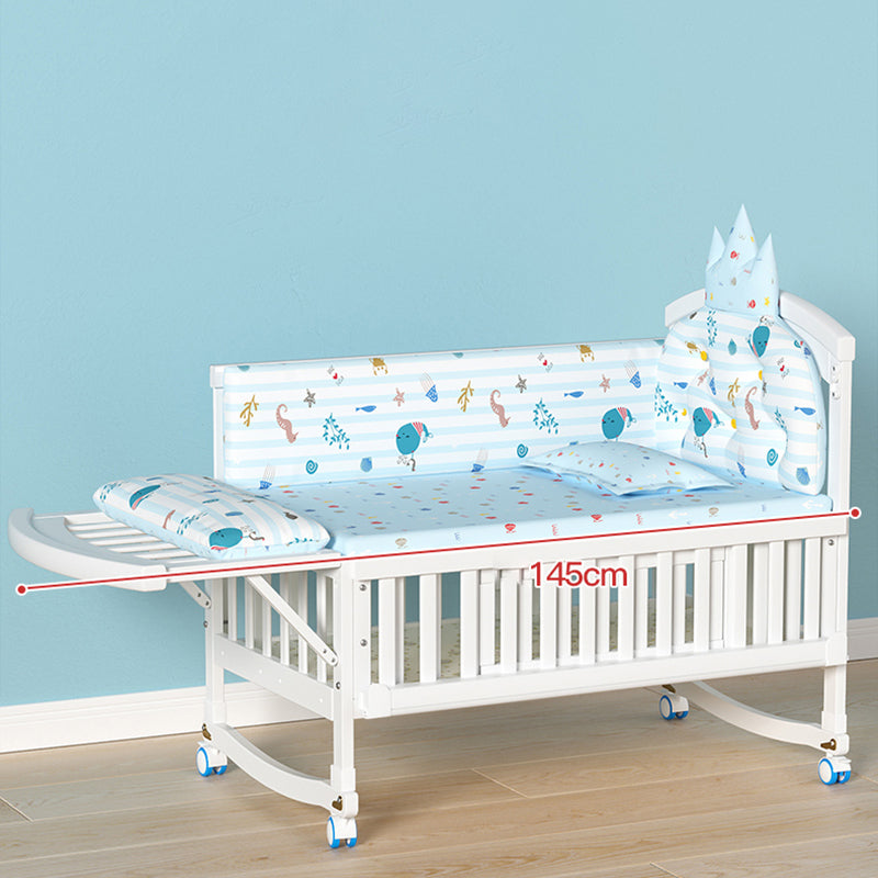 Solid Wood Contemporary Nursery Bed Rectangle Arched Crib with Guardrail