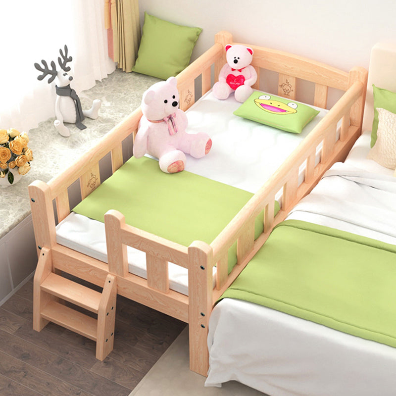 Modern Wooden Nursery Bed Solid Color Rectangle Crib with Storage