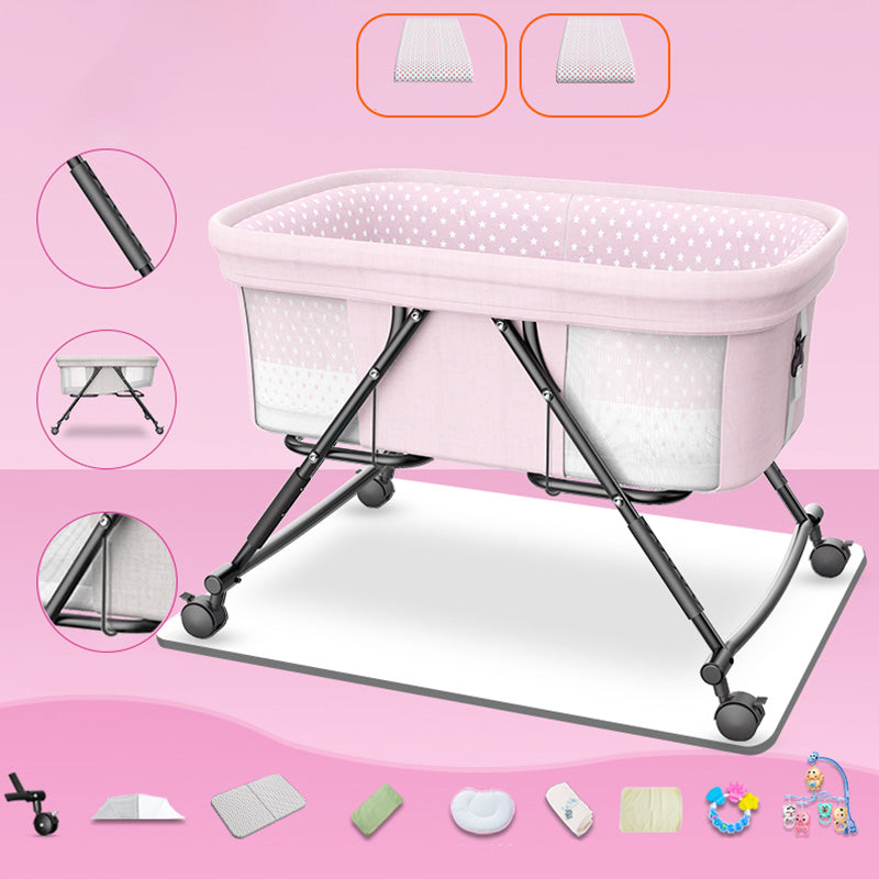 Modern Plastic Color Matching Oval Nursery Crib with Casters