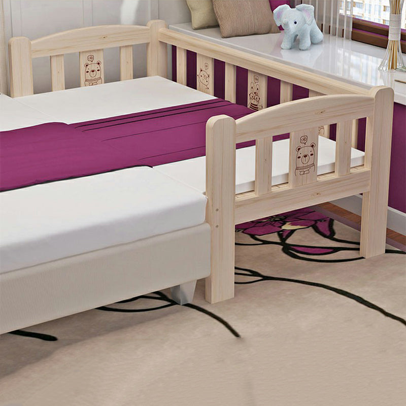 Solid Color Modern Baby Crib Solid Wood Arched Crib with Guardrail