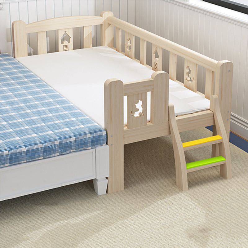 Solid Color Modern Baby Crib Solid Wood Arched Crib with Guardrail