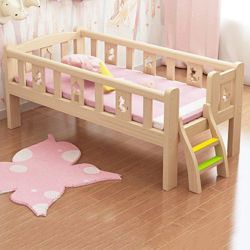 Solid Color Modern Baby Crib Solid Wood Arched Crib with Guardrail