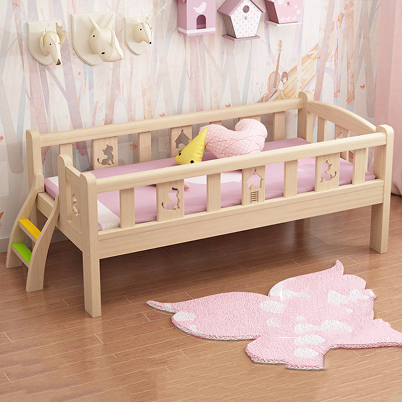 Solid Color Modern Baby Crib Solid Wood Arched Crib with Guardrail