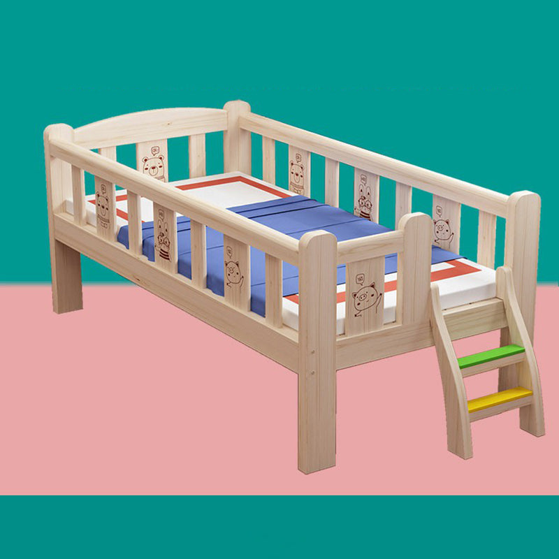 Solid Color Modern Baby Crib Solid Wood Arched Crib with Guardrail