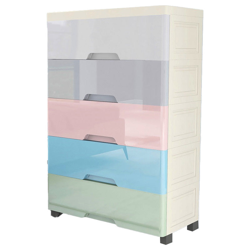 Plastic Contemporary Vertical Kids Nightstand with 5/6 Drawers for Home