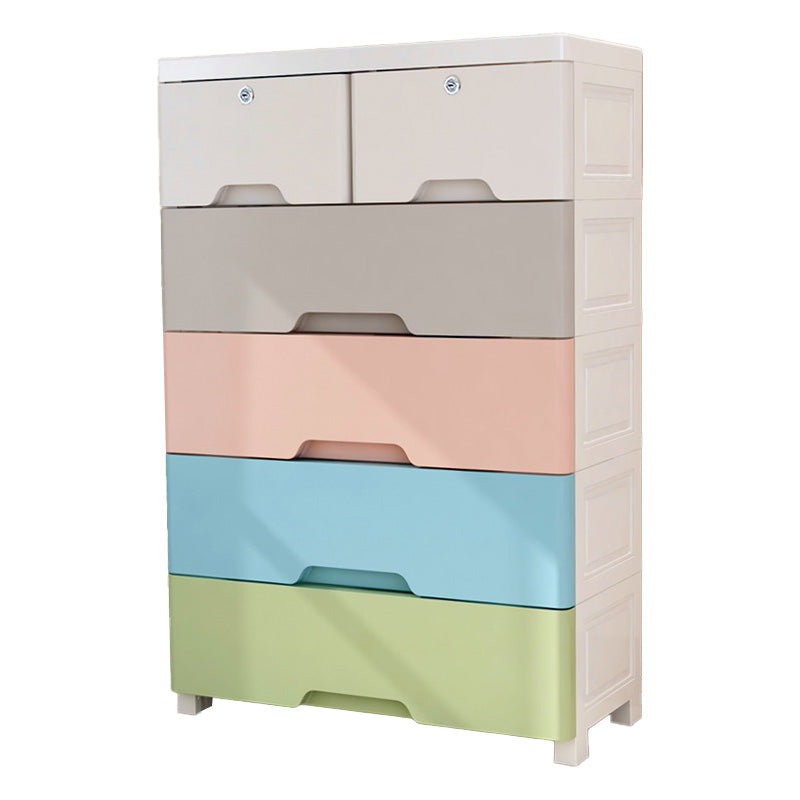 Plastic Contemporary Vertical Kids Nightstand with 5/6 Drawers for Home