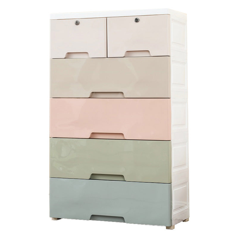 Plastic Contemporary Vertical Kids Nightstand with 5/6 Drawers for Home