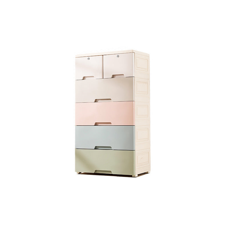 Plastic Contemporary Vertical Kids Nightstand with 5/6 Drawers for Home