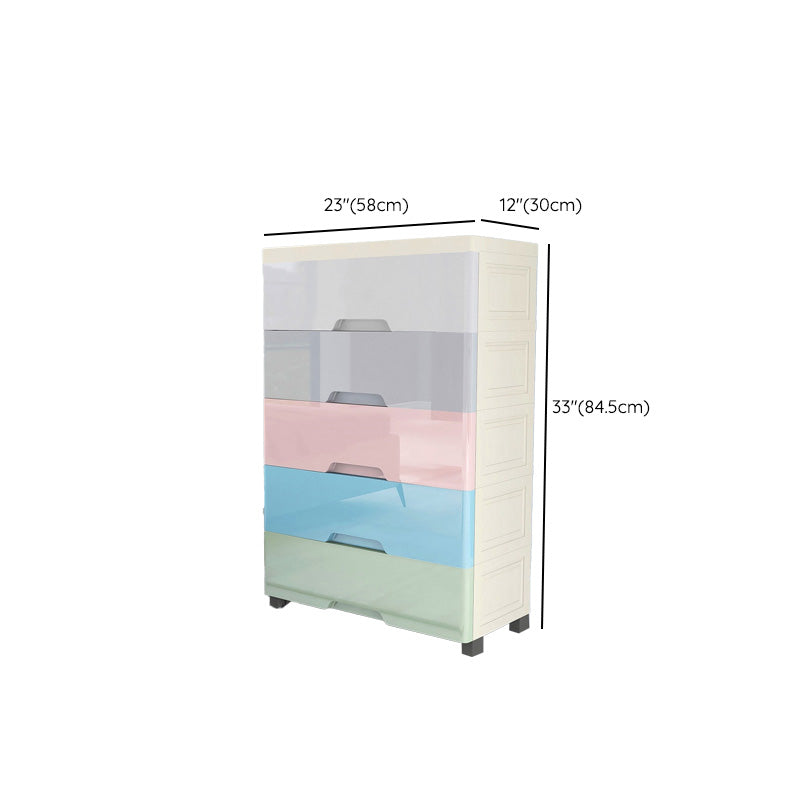 Plastic Contemporary Vertical Kids Nightstand with 5/6 Drawers for Home