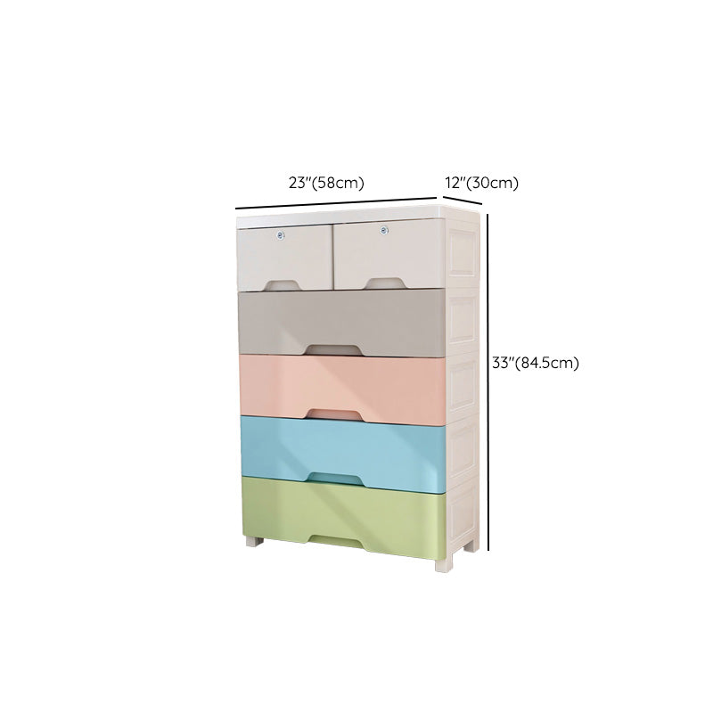 Plastic Contemporary Vertical Kids Nightstand with 5/6 Drawers for Home