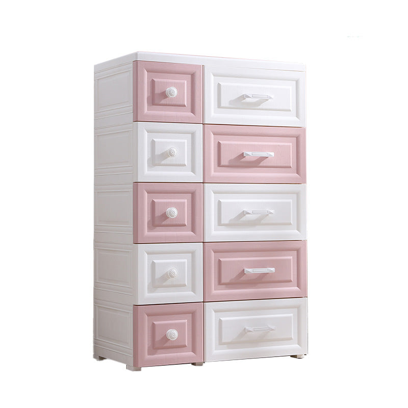 Scandinavian Vertical Plastic Kids Dresser Set with Drawers for Bedroom