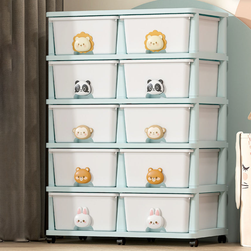 Modern Vertical Plastic Kids Dresser Set with Drawers for Bedroom