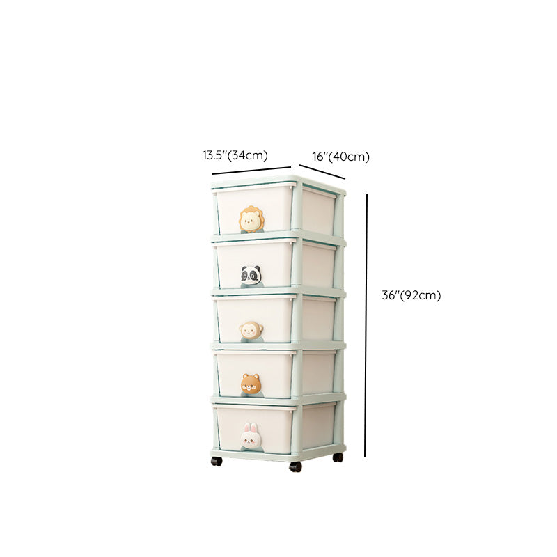 Modern Vertical Plastic Kids Dresser Set with Drawers for Bedroom