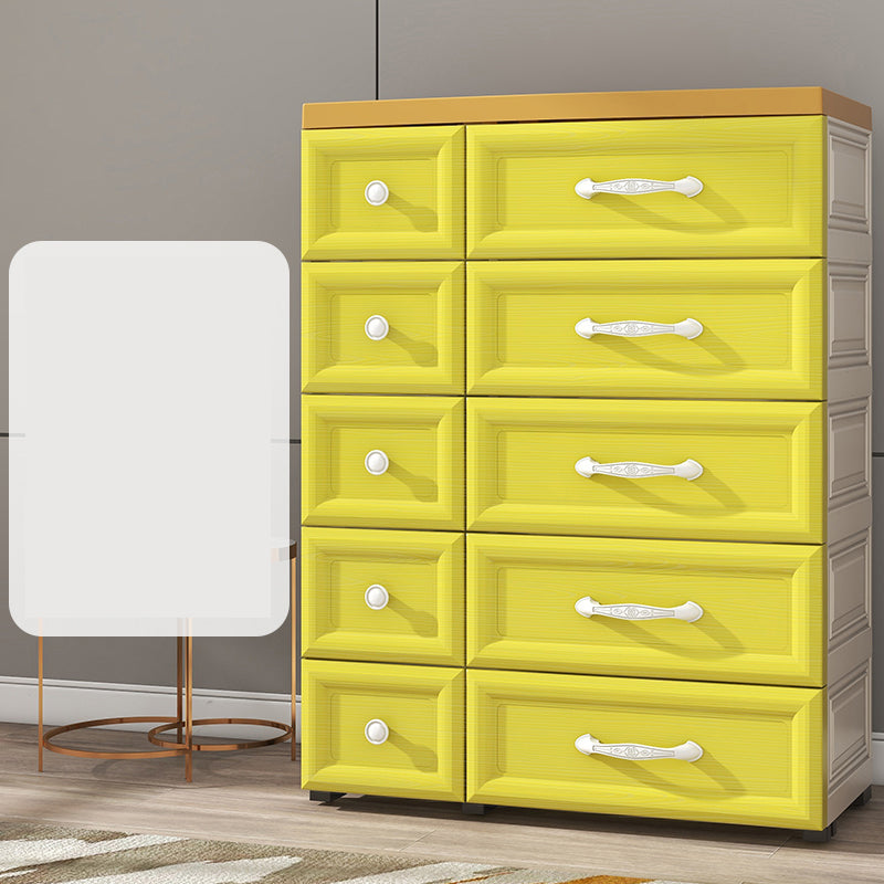 Scandinavian Nursery Dresser Plastic Kids Nightstand with 10 Drawers