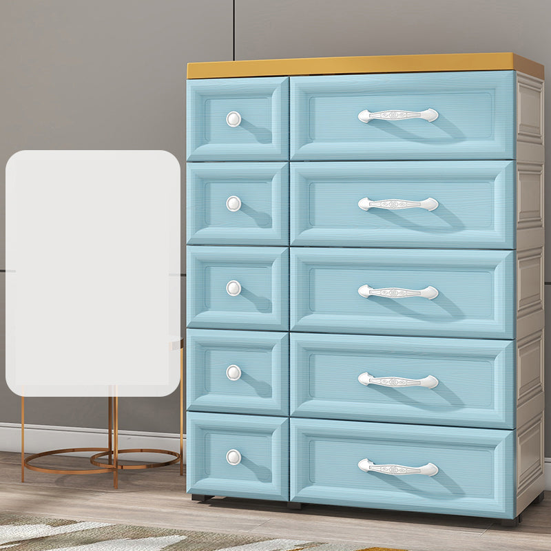 Scandinavian Nursery Dresser Plastic Kids Nightstand with 10 Drawers