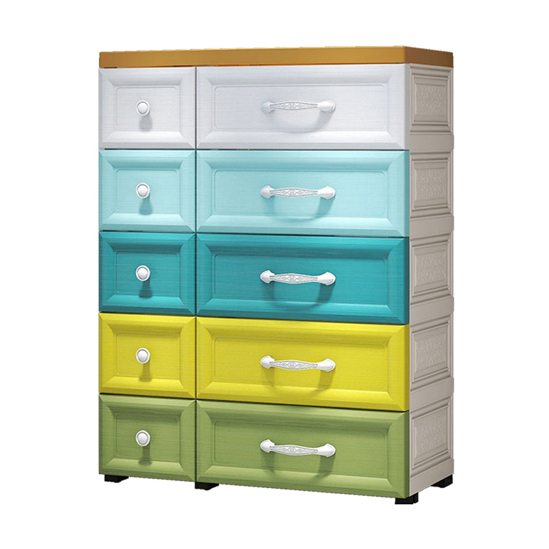 Scandinavian Nursery Dresser Plastic Kids Nightstand with 10 Drawers