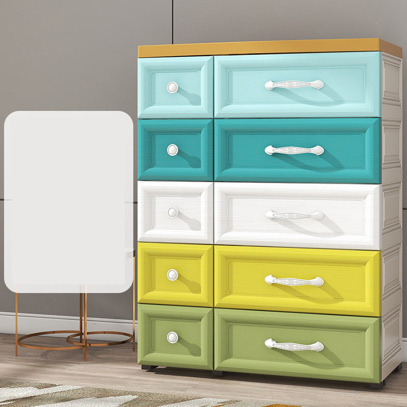 Scandinavian Nursery Dresser Plastic Kids Nightstand with 10 Drawers