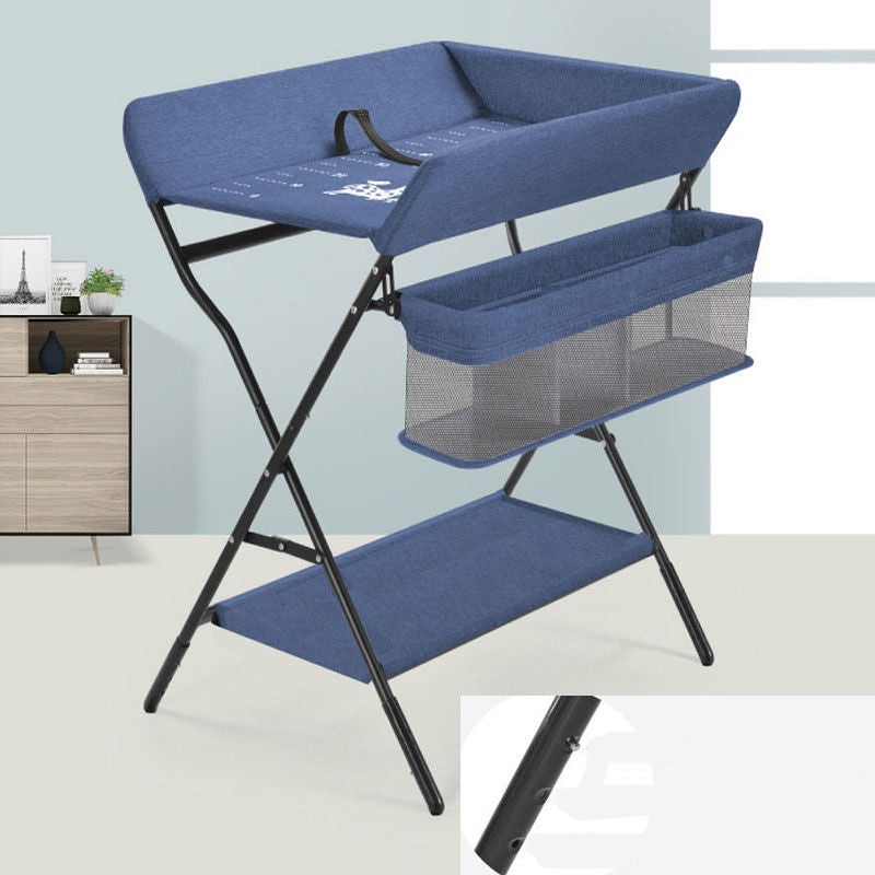 Portable Changing Table Metal Frame with Storage Basket and Safety Belt