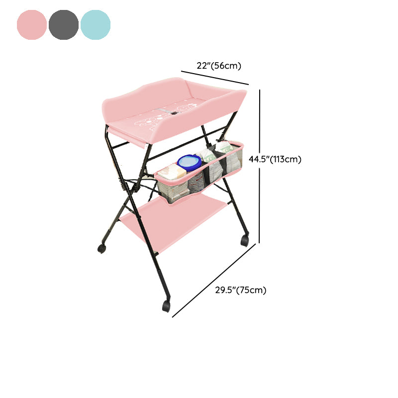 Contemporary Baby Changing Table Metal Frame with Clothes Drying Pole