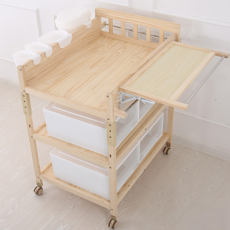 Wooden Baby Changing Table Modern Baby Changing Table with Safety Rails