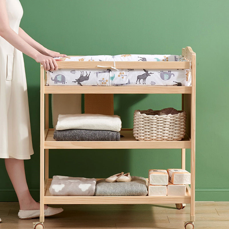 Solid Wood Baby Changing Table with Storage Changing Table Arch Top